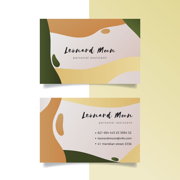 Abstract business card template with pastel colored stains