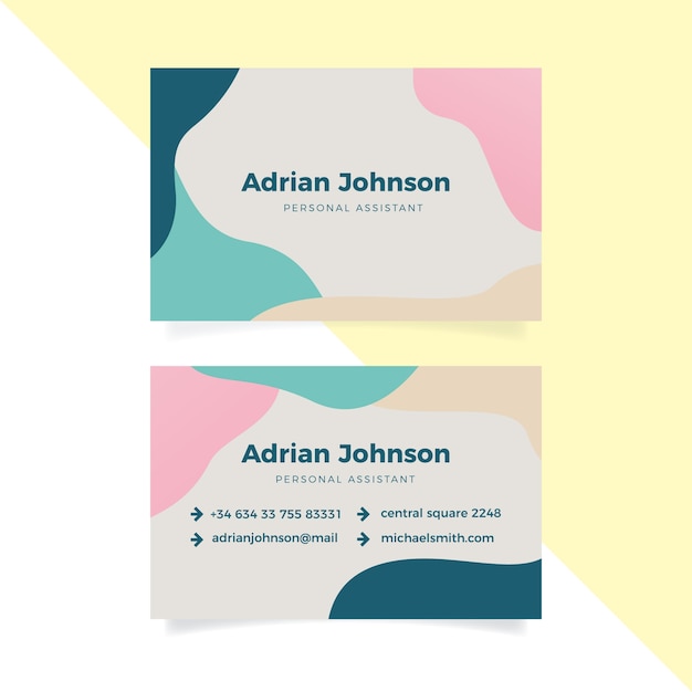 Abstract business card template with pastel colored stains