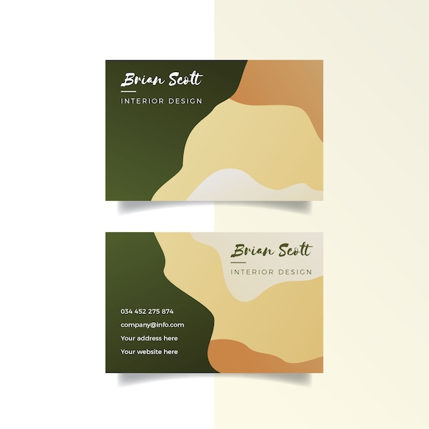 Abstract business card template with pastel colored stains