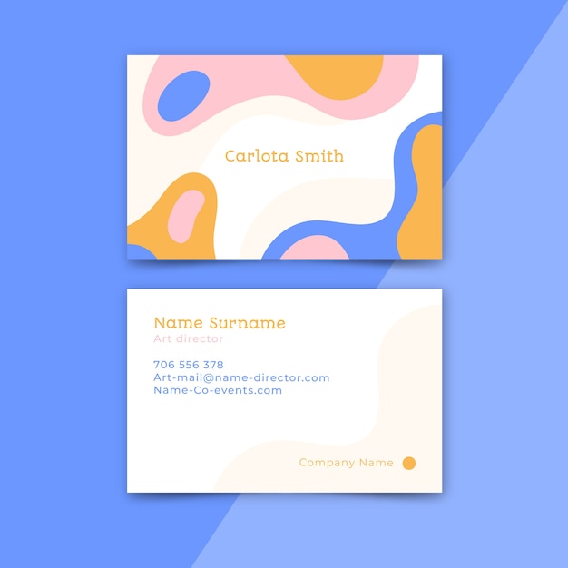 Free vector abstract business card template with pastel colored stains