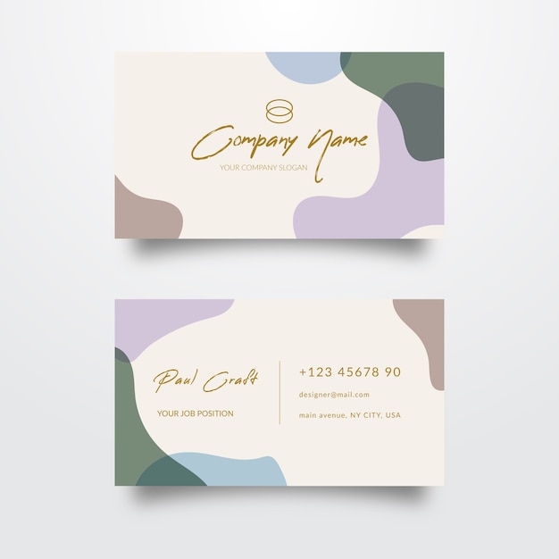 Abstract business card template with pastel-colored stains