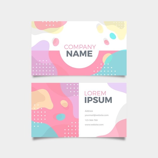 Abstract business card template with pastel colored stains