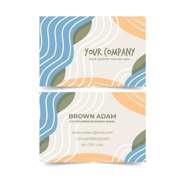 Abstract business card template with pastel-colored stains