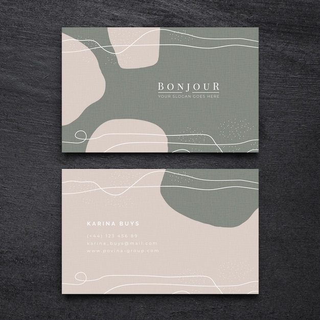 Free vector abstract business card template with pastel-colored stains