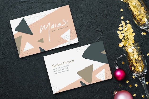 Free vector abstract business card template with pastel-colored stains