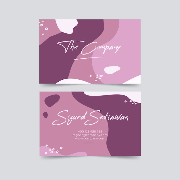 Free vector abstract business card template with pastel-colored stains