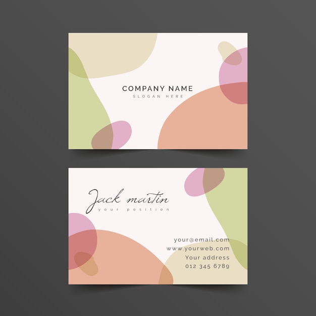 Abstract business card template with pastel-coloured stains