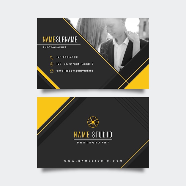 Abstract business card template with photo collection