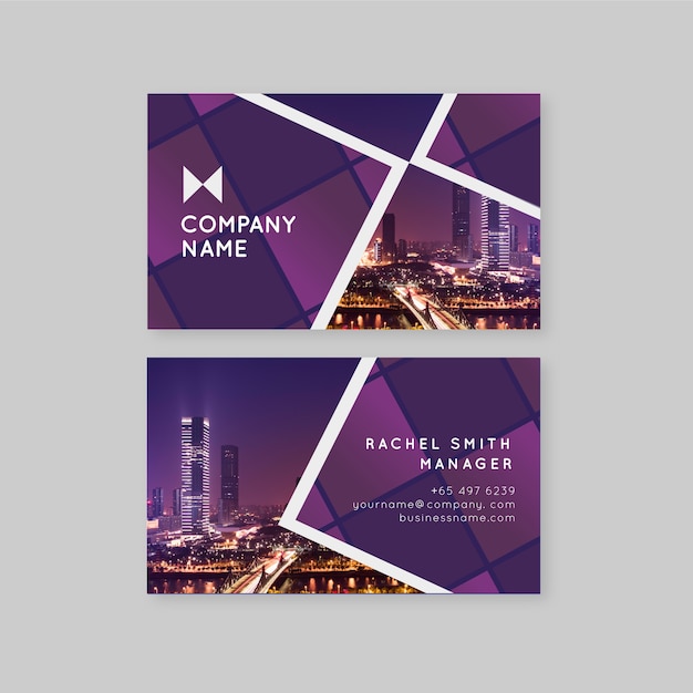 Abstract business card template with photo set