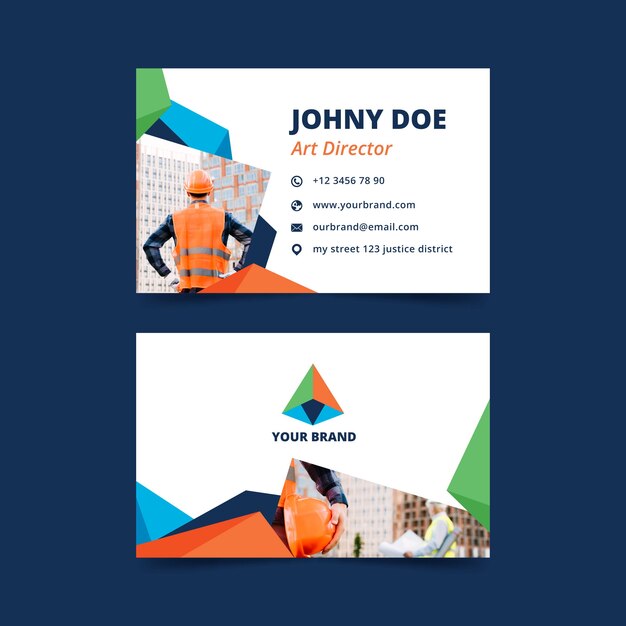 Abstract business card template with photo theme