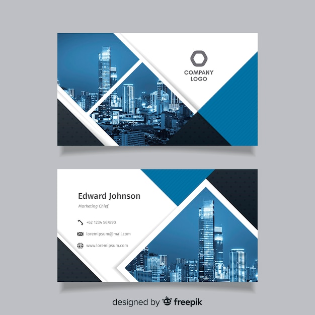 Free vector abstract business card template with photo