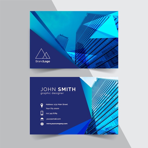 Free vector abstract business card template with photo