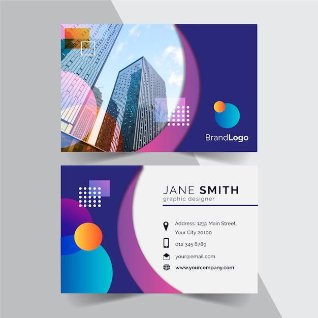 Abstract business card template with photo