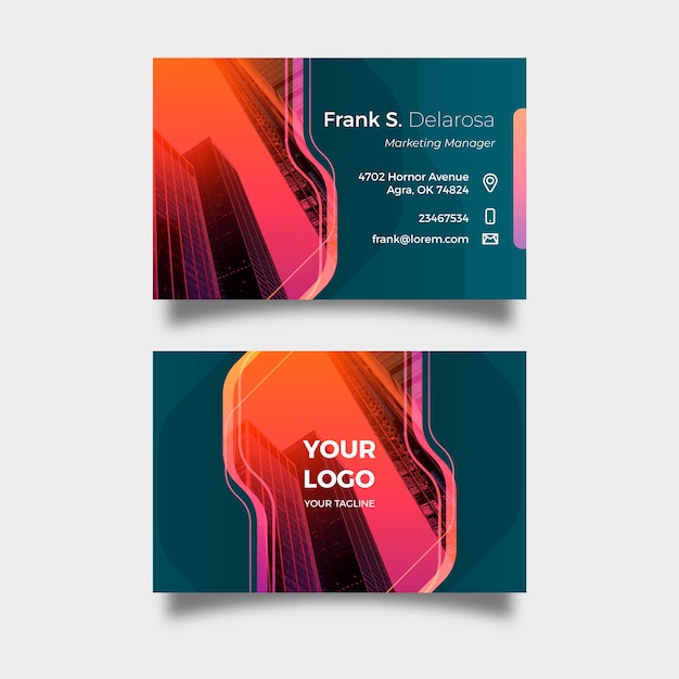 Free vector abstract business card template with photo