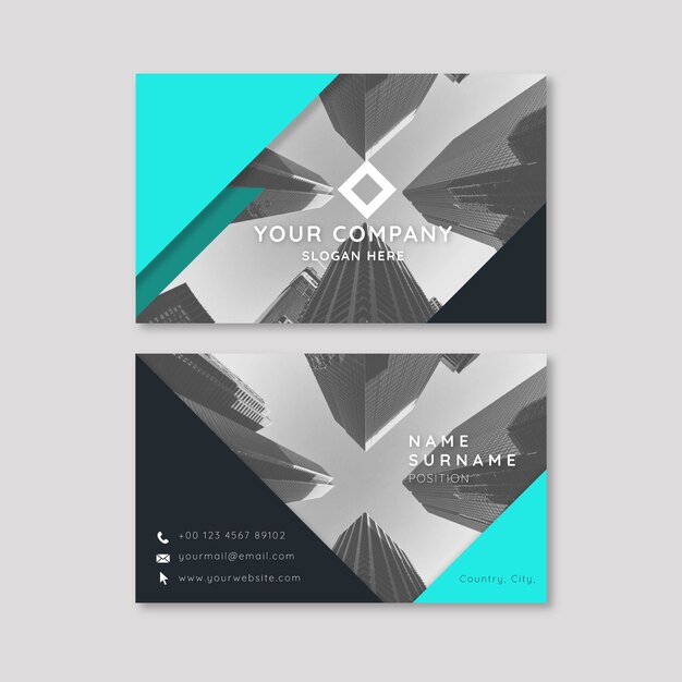 Free vector abstract business card template with photo