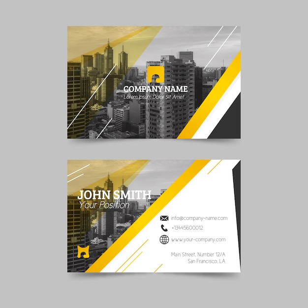 Free vector abstract business card template with photo