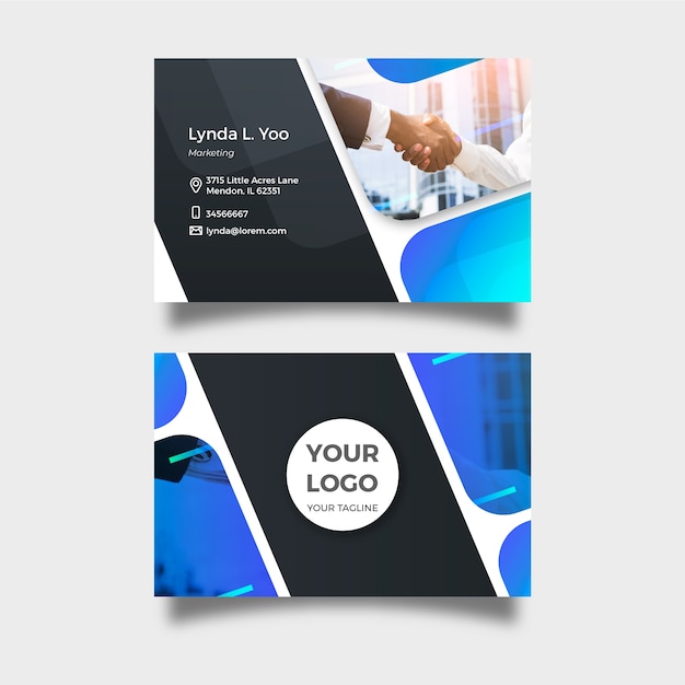 Free vector abstract business card template with photo