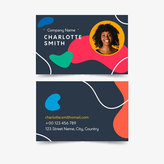 Free vector abstract business card template with photo