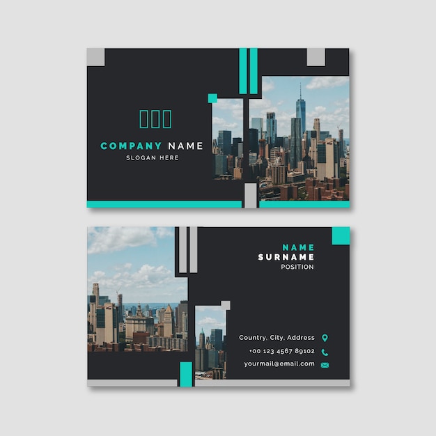 Free vector abstract business card template with photo