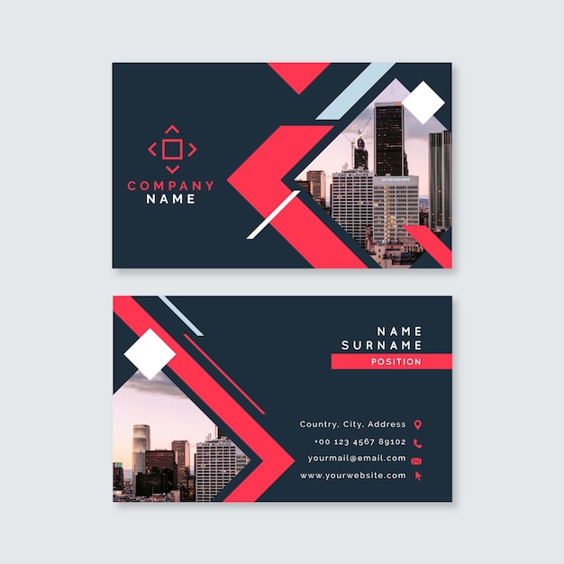 Free vector abstract business card template with photo