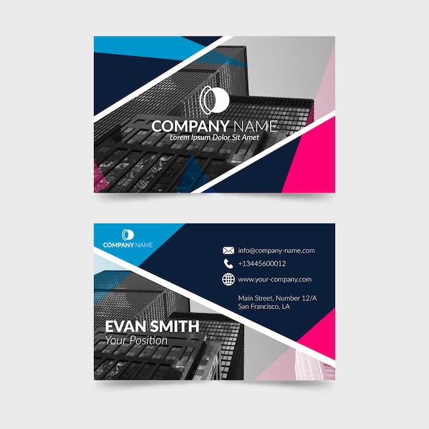 Free vector abstract business card template with photo