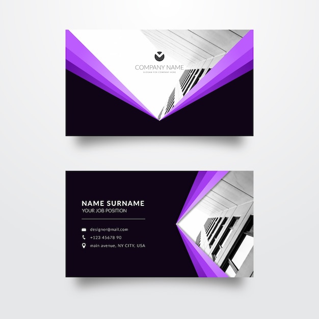 Free vector abstract business card template with photo