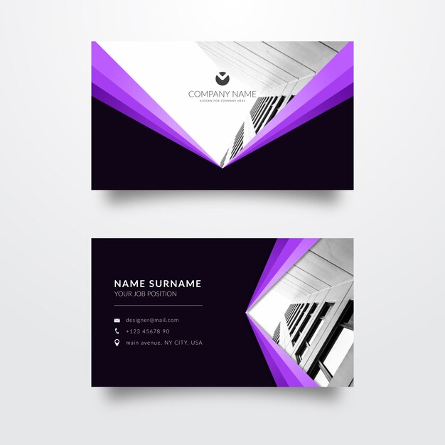 Free vector abstract business card template with photo