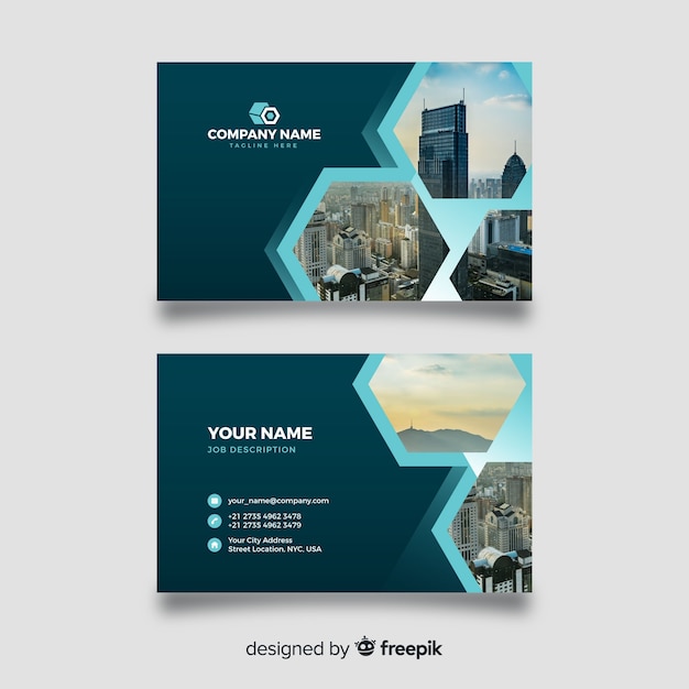 Free vector abstract business card template with photo