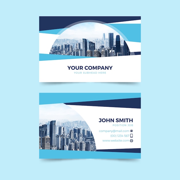 Free vector abstract business card template with photo