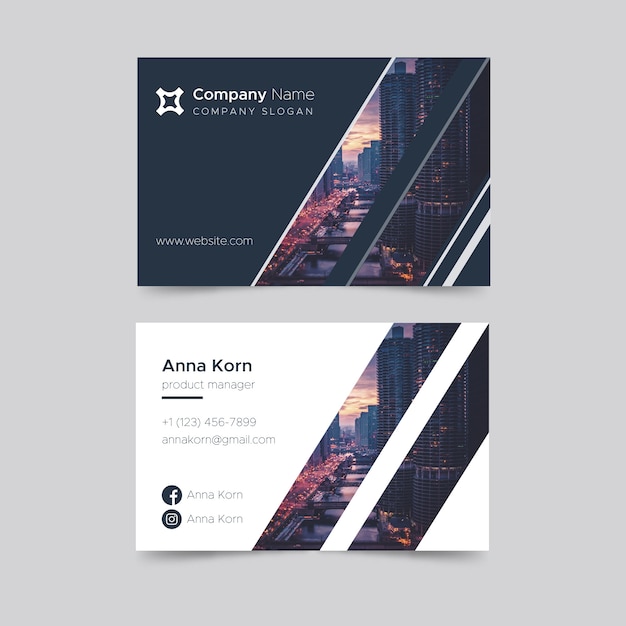 Free vector abstract business card template with photo