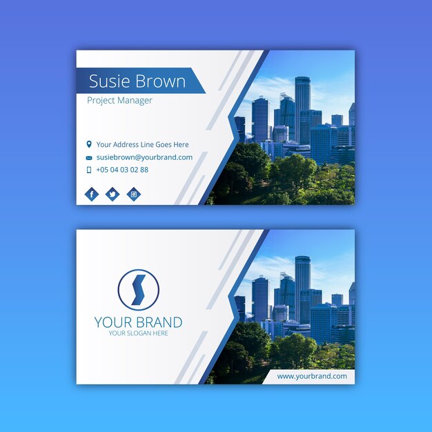 Abstract business card template with photo