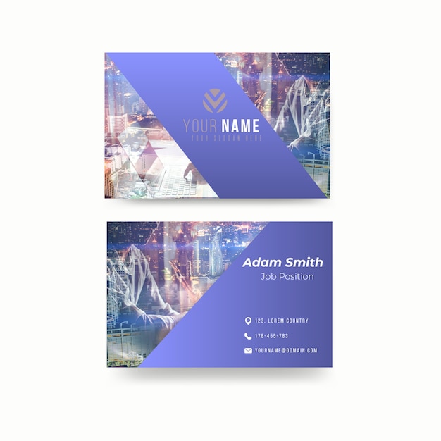 Free vector abstract business card template with photo