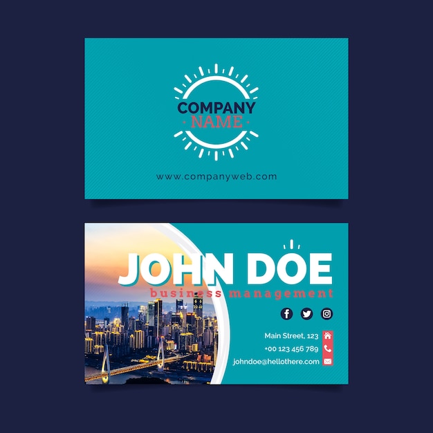 Free vector abstract business card template with photo