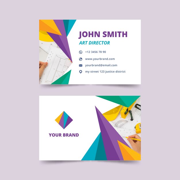 Abstract business card template with photo