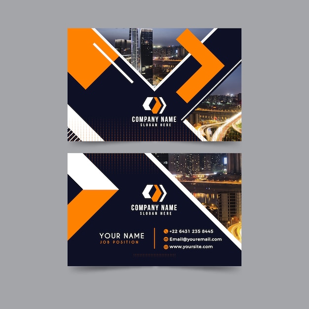 Free vector abstract business card template with photo