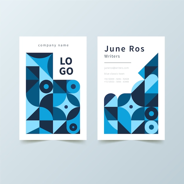 Free vector abstract business card with blue shapes