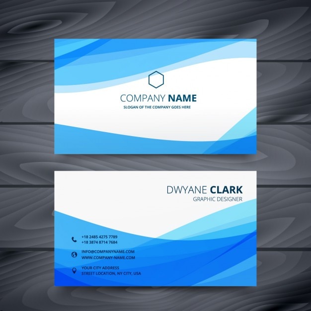 Free vector abstract business card with blue waves