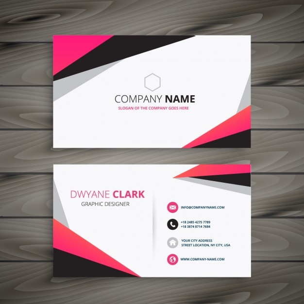 Free vector abstract business card with color pink and grey