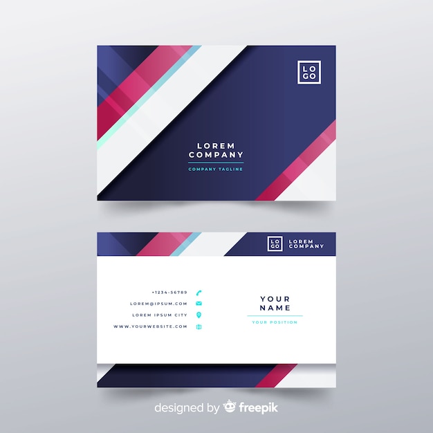 Free vector abstract business card with geometric design