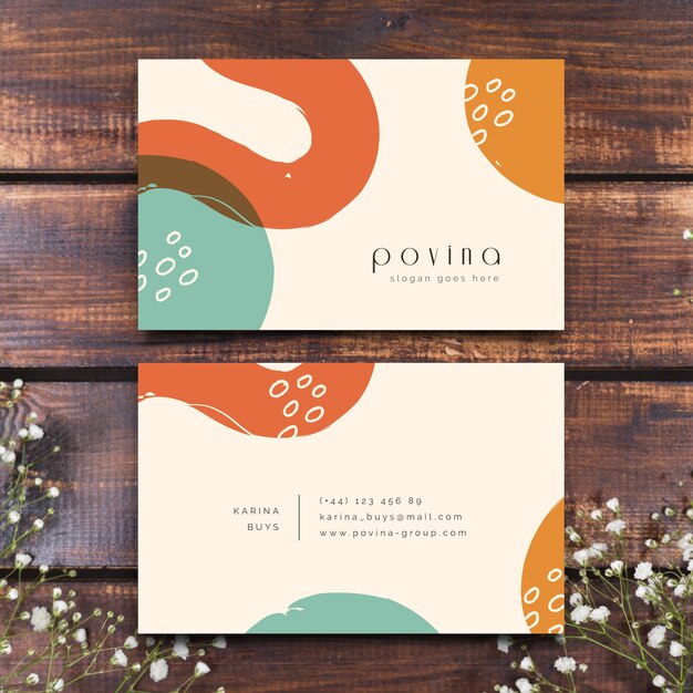 Abstract business card with pastel-colored stains