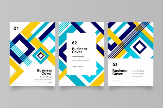 Free vector abstract business cover collection with geometrical shapes