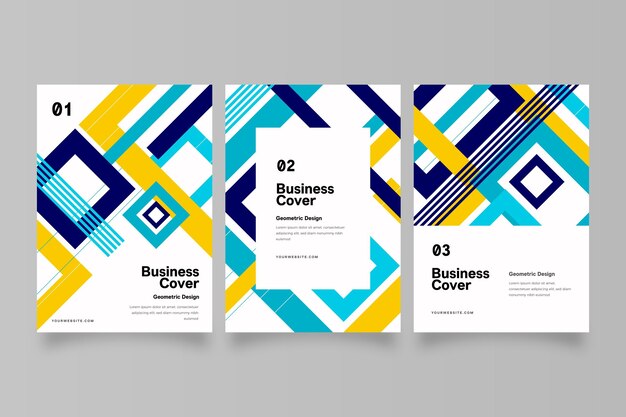 Abstract business cover collection with geometrical shapes