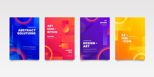 Abstract business cover collection with geometrical shapes