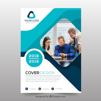 abstract business cover template with photo_23 2147834211