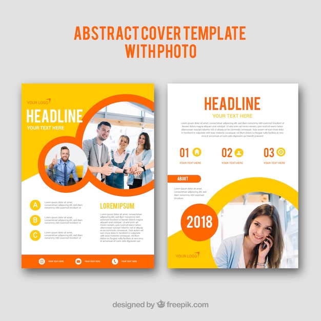 Abstract business cover template with photo