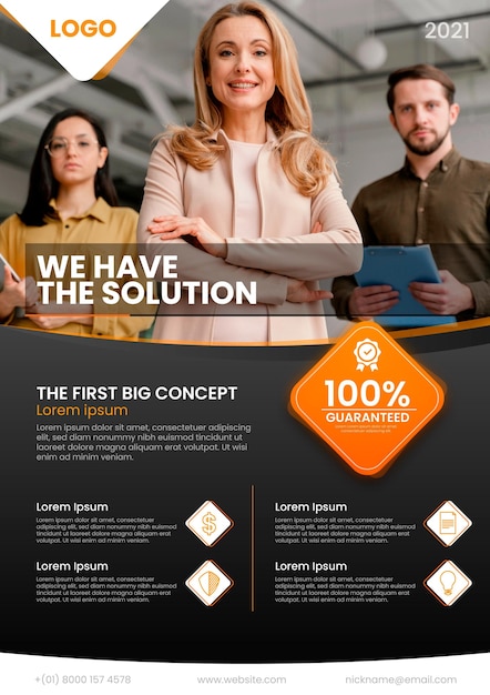 Free vector abstract business flyer template with photo