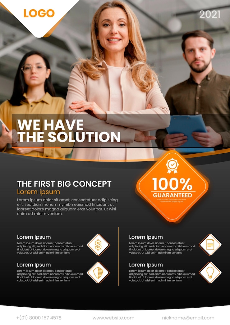 Free Vector abstract business flyer template with photo