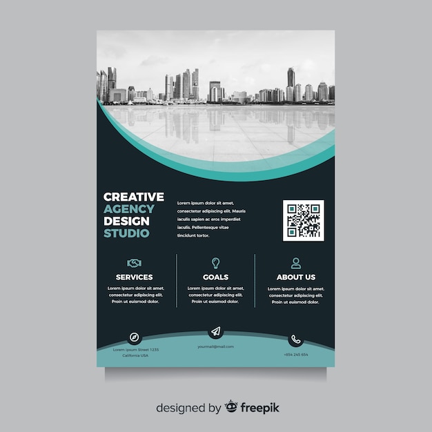 Free vector abstract business flyer with city landscape