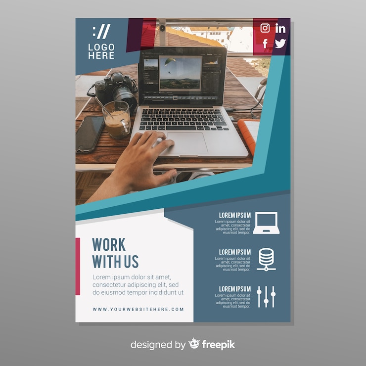 Free Vector abstract business flyer with image template