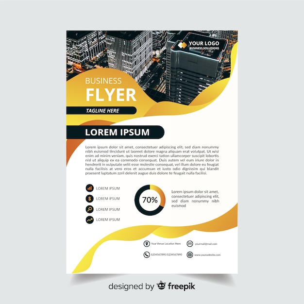 Abstract business flyer with photo and informations